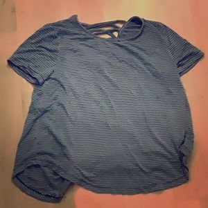 blue criss cross shirt